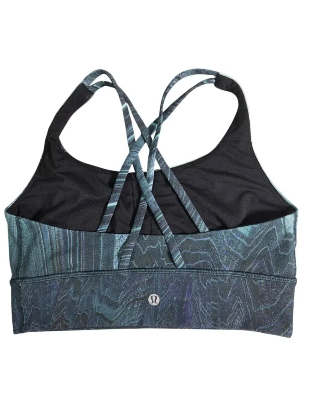 Lululemon Womens Energy Bra Sz 6 Teal Black Digital Print Earth Day Sz 6